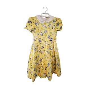 Yellow Floral Peter Pan Collar Kids Dress